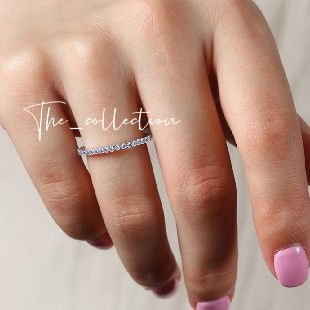 CLASSIC FULL ETERNITY STERLING SILVER BAND RING - Picture 2 of 4